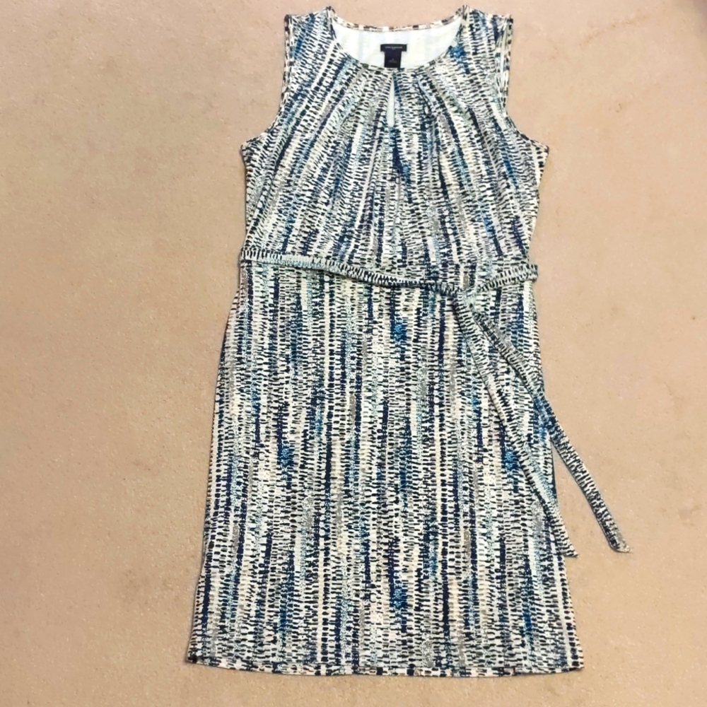 Ann Taylor White & Blues Strapless Midi Dress